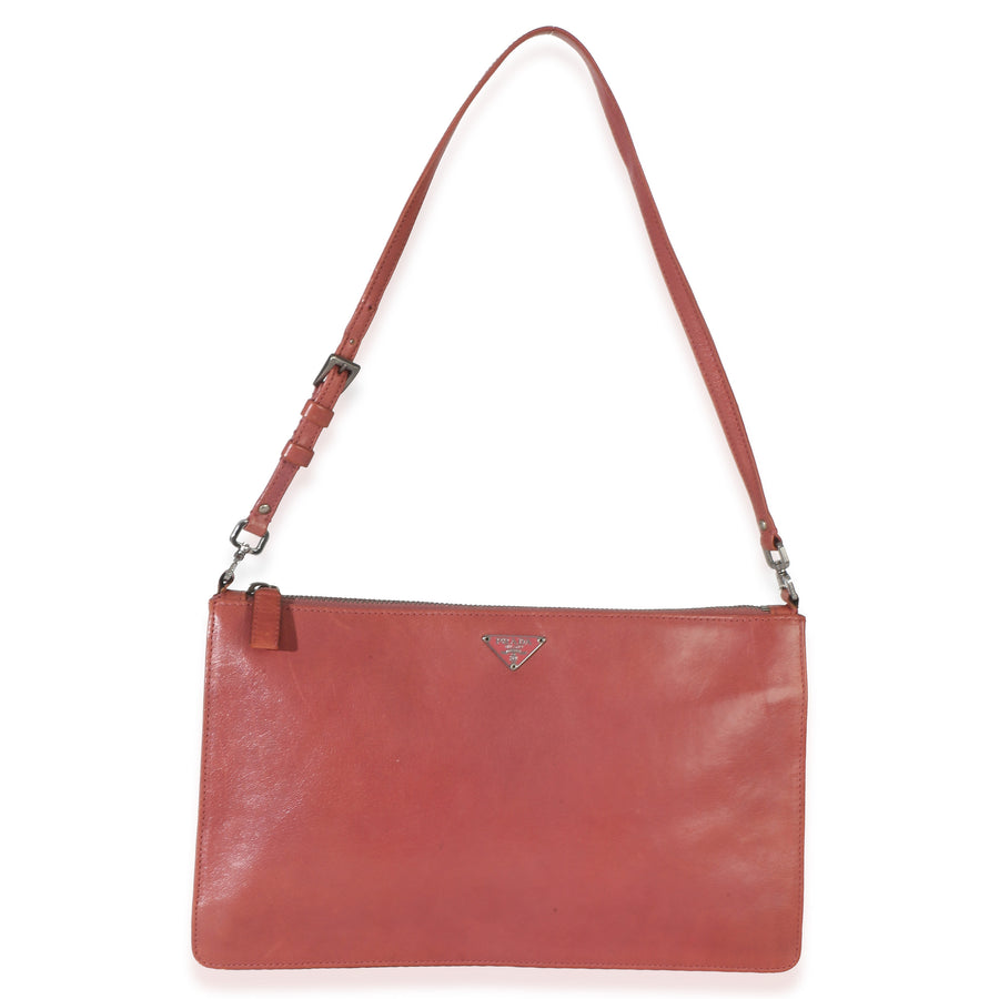 Prada Vintage Pink Bufalino Chic Pochette Leather Handbag