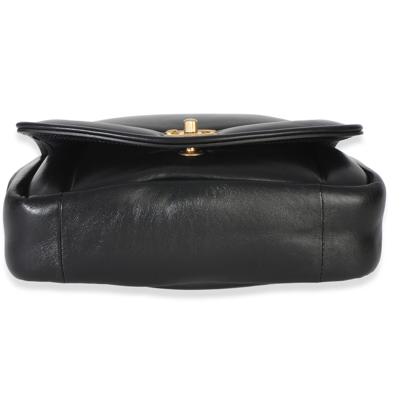 Chanel Black Lambskin Medium Simply Flap Bag Leather Handbag