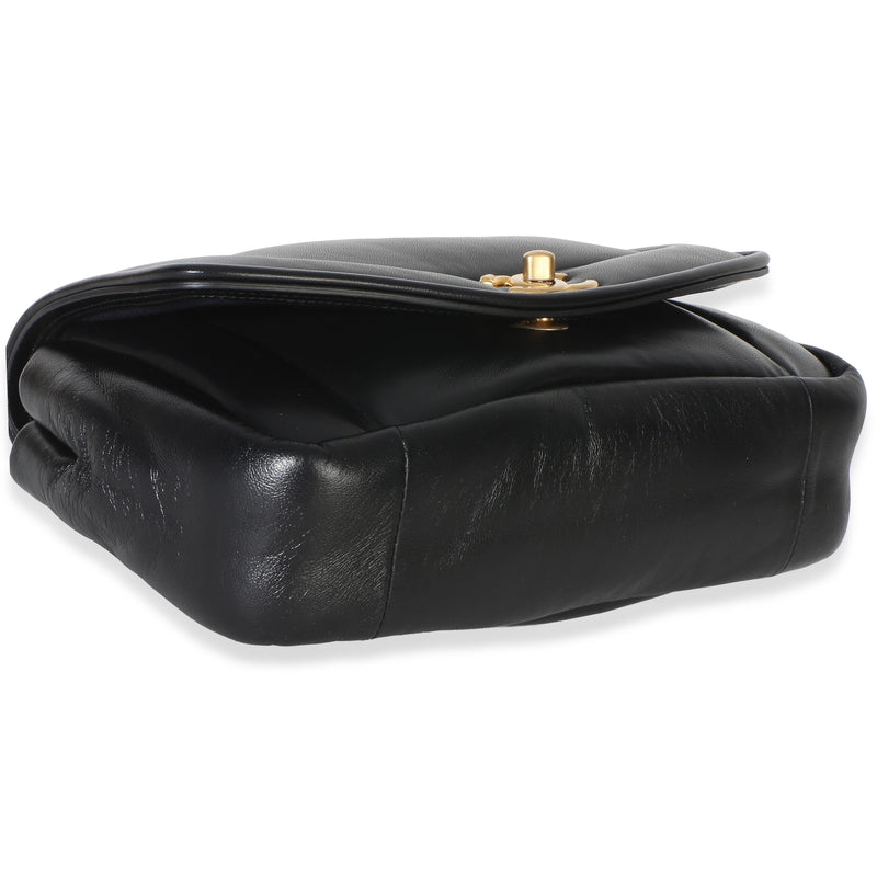 Chanel Black Lambskin Medium Simply Flap Bag Leather Handbag