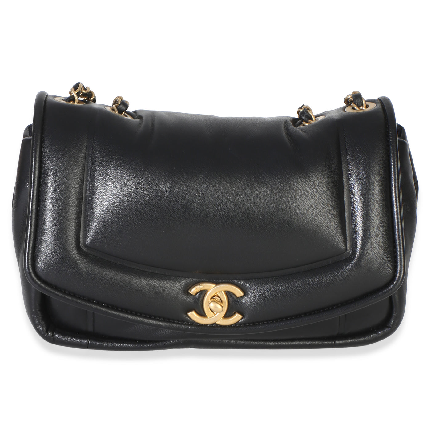 Chanel Black Lambskin Medium Simply Flap Bag Leather Handbag