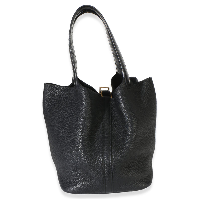 Hermès Black Clemence Matte Alligator Touch Picotin Lock 22 Ghw Exotic; Leather Handbag