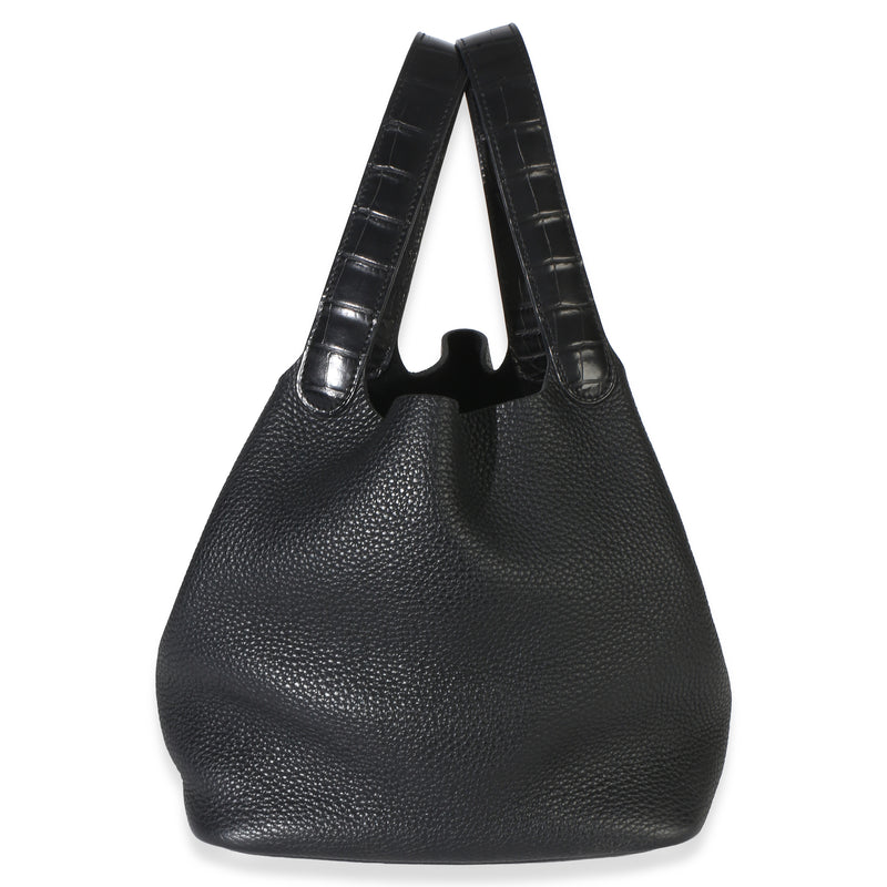 Hermès Black Clemence Matte Alligator Touch Picotin Lock 22 Ghw Exotic; Leather Handbag