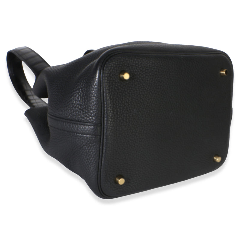Hermès Black Clemence Matte Alligator Touch Picotin Lock 22 Ghw Exotic; Leather Handbag