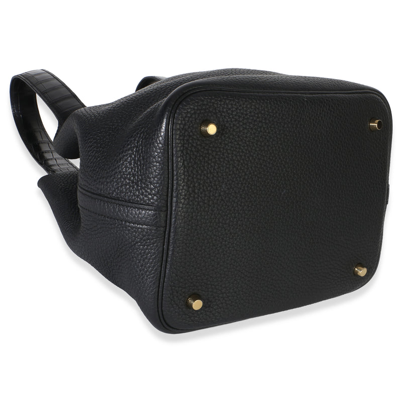 Hermès Black Clemence Matte Alligator Touch Picotin Lock 22 Ghw Exotic; Leather Handbag