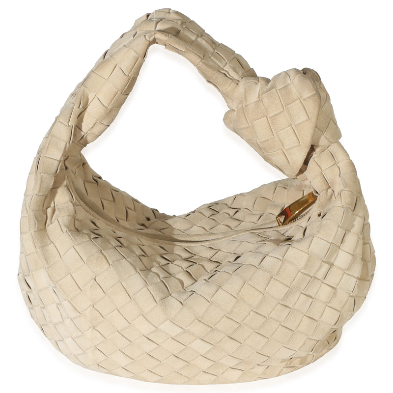 Bottega Veneta Beige Intrecciato Suede Teen Jodie Handbag