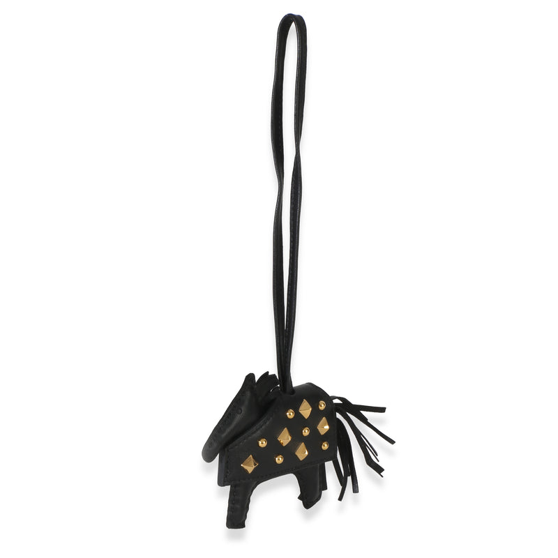 Hermès Black Milo Lambskin Studded Grigri Rodeo Robeo Rock Charm Pm Leather Bag Charms