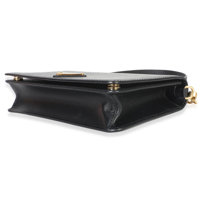 Prada Black Saffiano Triangle Logo Chain Flap Bag Leather Handbag