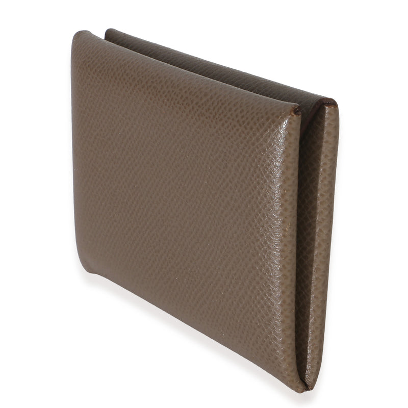 Hermès Etoupe Epsom Calvi Card Holder Gray Leather Wallet