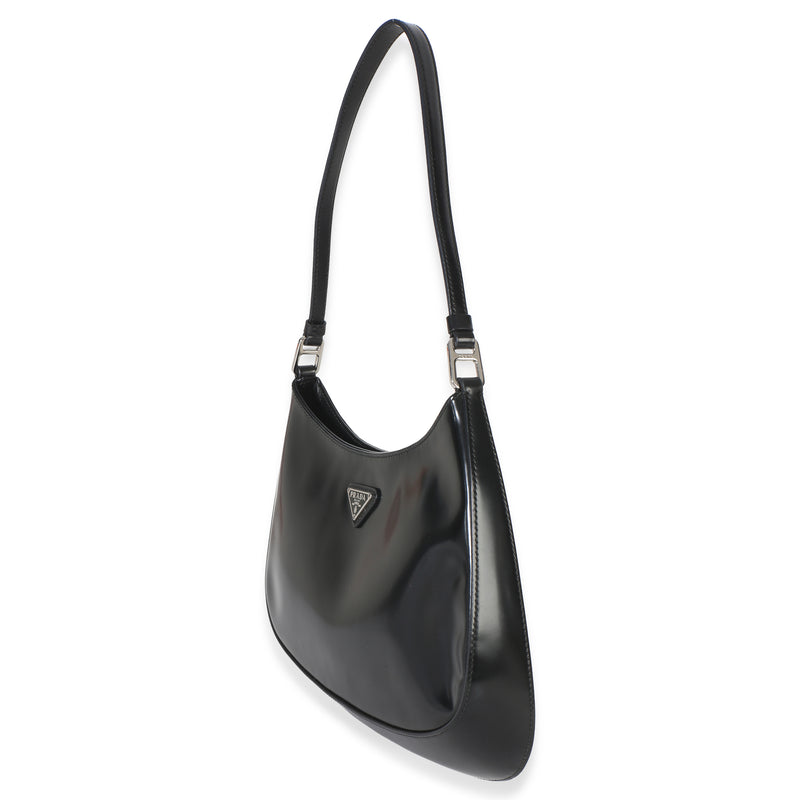 Prada Black Spazzolato Cleo Bag Patent Leather Handbag