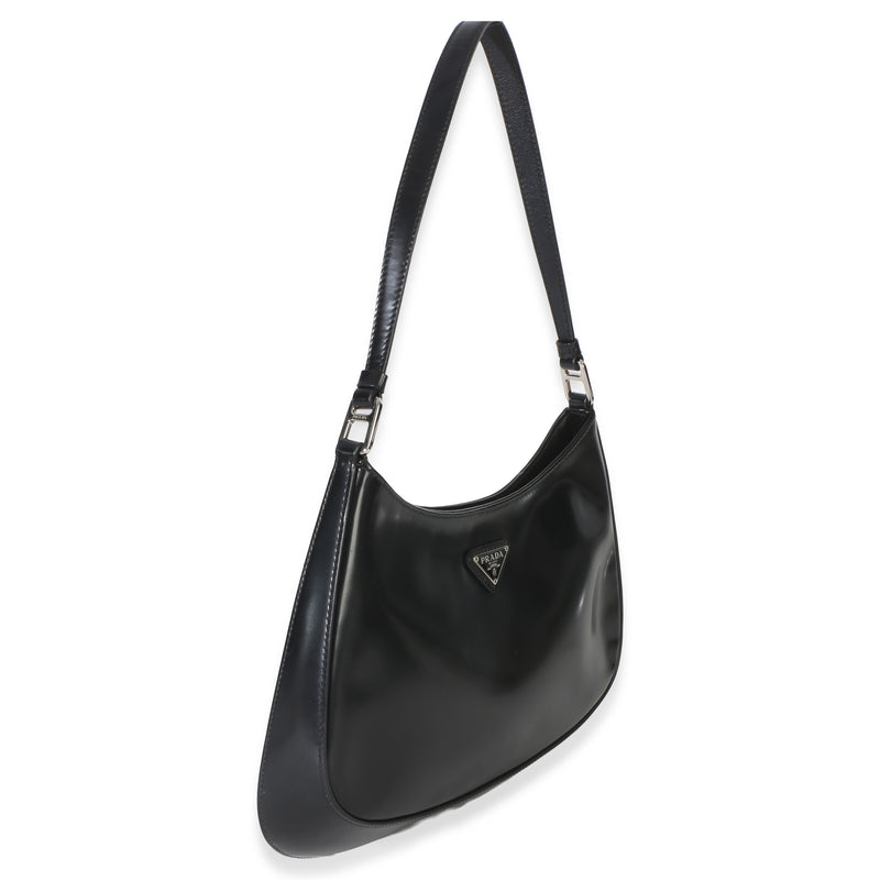 Prada Black Spazzolato Cleo Bag Patent Leather Handbag