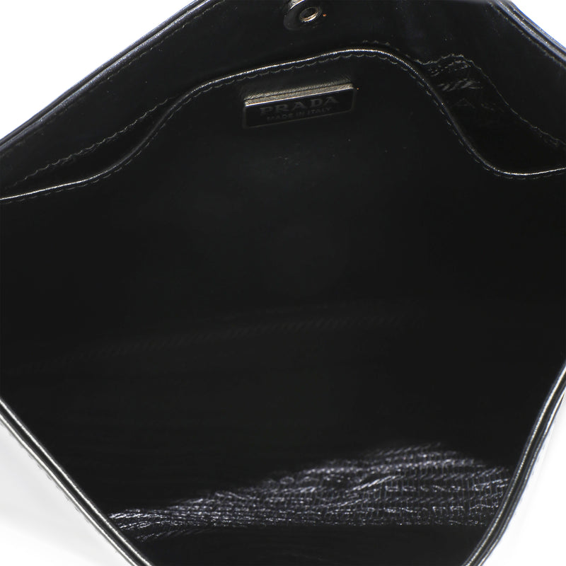Prada Black Spazzolato Cleo Bag Patent Leather Handbag