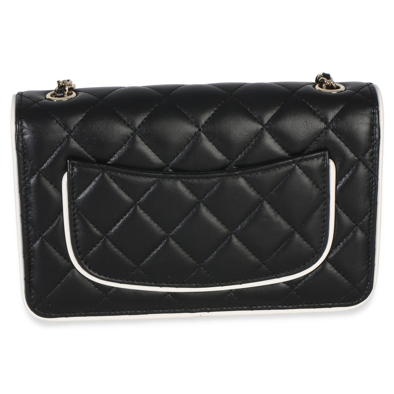 Chanel 26p Black White Quilted Lambskin Resin Cc Flap Wallet On Chain Black; Leather Handbag