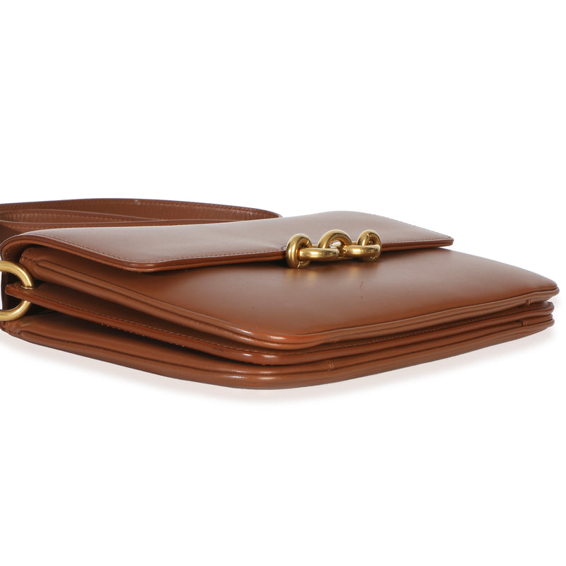 Saint Laurent Brown Smooth Calfskin Le Maillon Satchel Leather Handbag