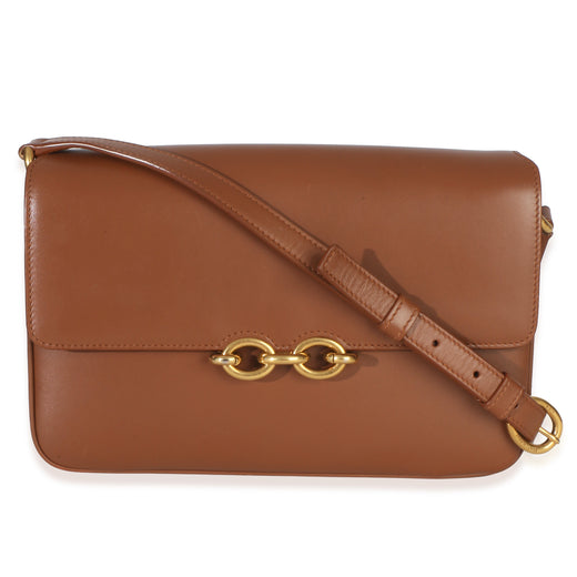 Saint Laurent Brown Smooth Calfskin Le Maillon Satchel Leather Handbag