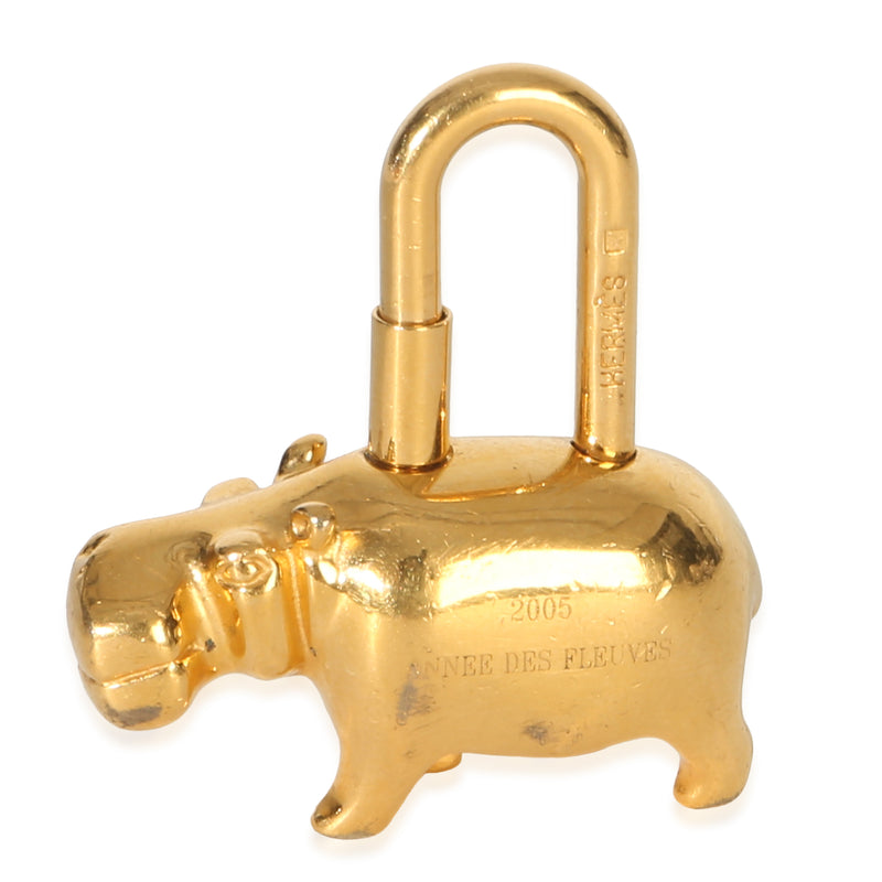 Hermès Cadena Hippopotamus 2005 Annee Des Fleuves Gold Lock Charm Leather; Other Bag Charms