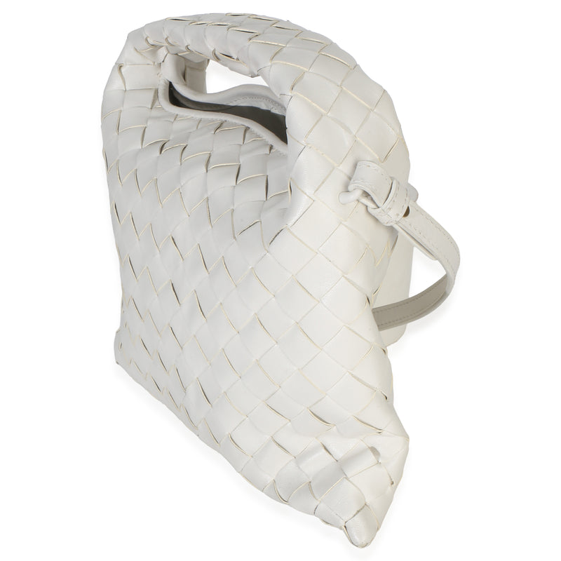 Bottega Veneta Off White Nappa Intrecciato Mini Hop Hobo Leather Handbag