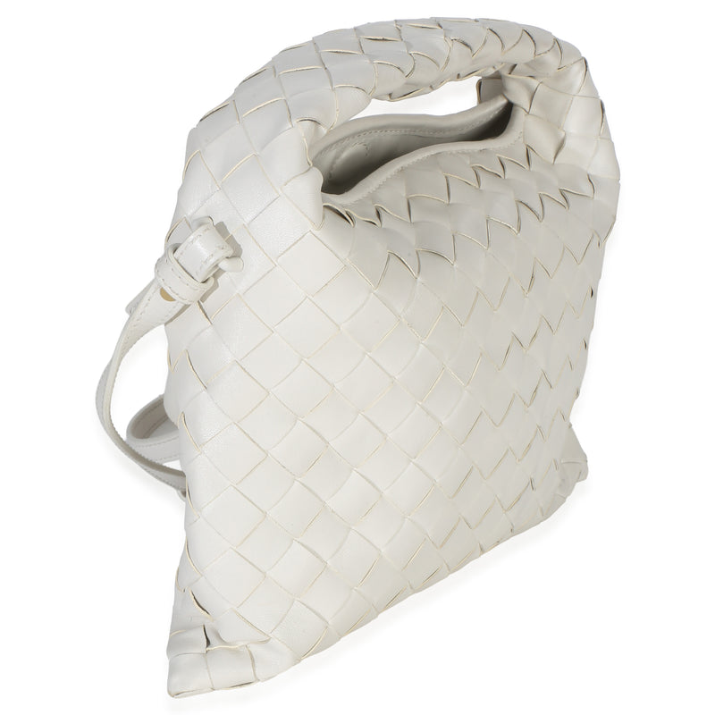 Bottega Veneta Off White Nappa Intrecciato Mini Hop Hobo Leather Handbag
