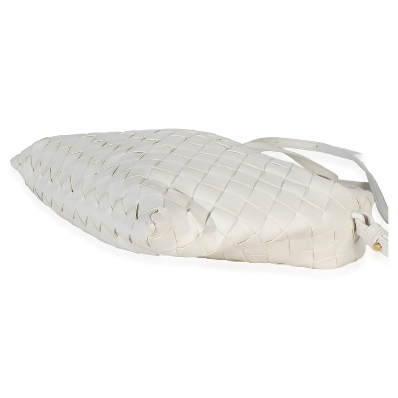 Bottega Veneta Off White Nappa Intrecciato Mini Hop Hobo Leather Handbag