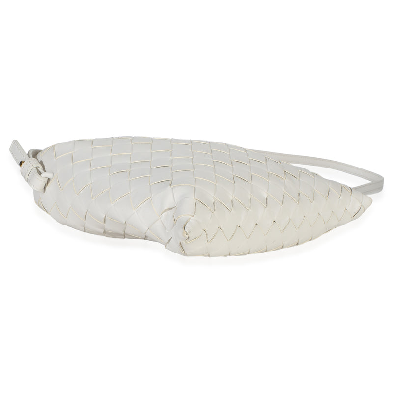 Bottega Veneta Off White Nappa Intrecciato Mini Hop Hobo Leather Handbag