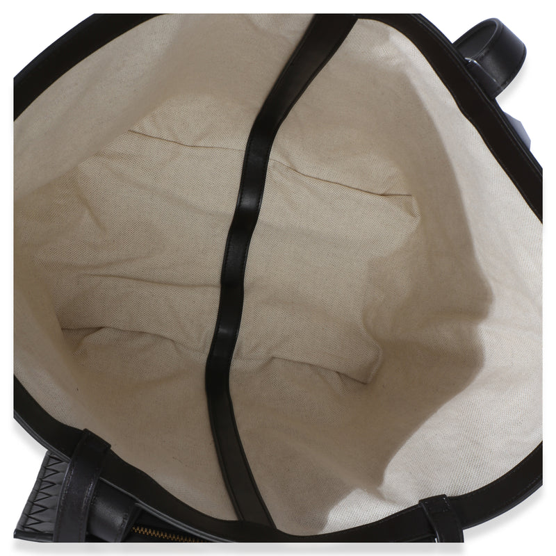 Bottega Veneta Beige Brown Canvas Mix Nappa Intrecciato Medium Flip Flap Tote Beige; Neutral Handbag
