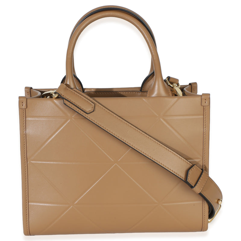 Prada Dark Beige Soft Calfskin Triangolo Symbole Mini Tote Brown Leather Handbag
