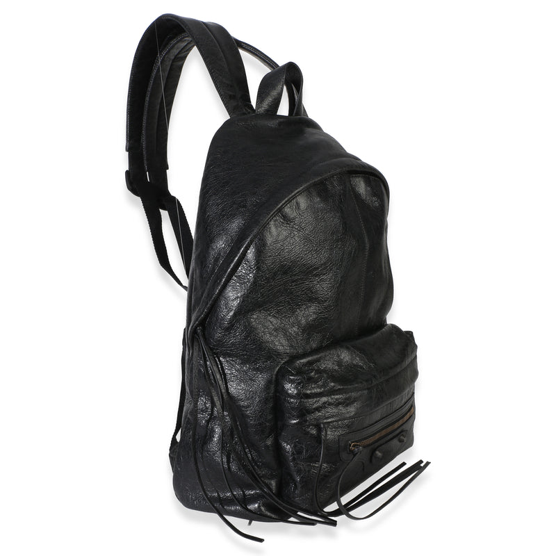 Balenciaga Black Arena Lambskin Le City Backpack Leather Handbag