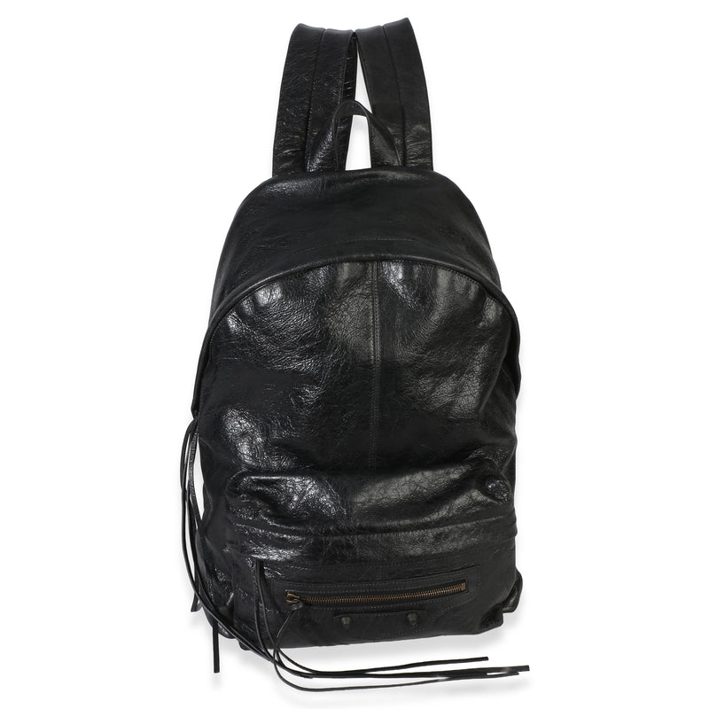 Balenciaga Black Arena Lambskin Le City Backpack Leather Handbag