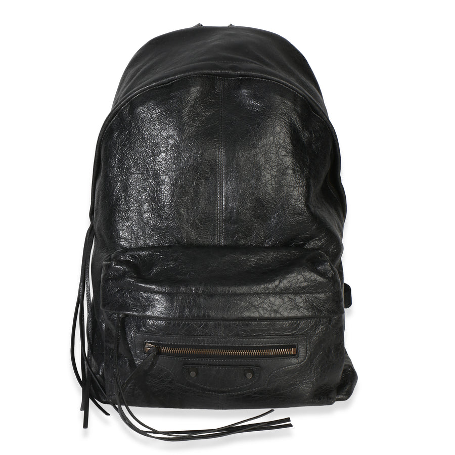Balenciaga Black Arena Lambskin Le City Backpack Leather Handbag