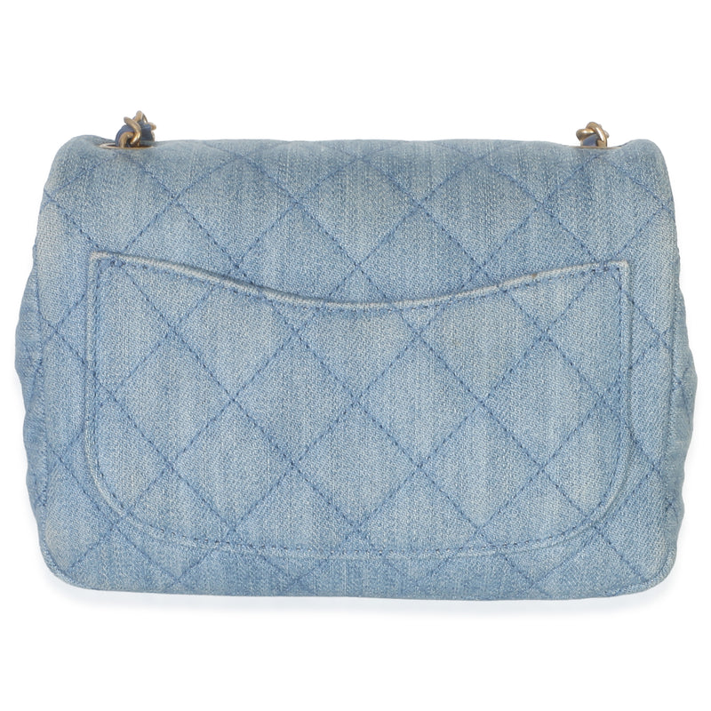 Chanel Blue Quilted Denim Mini Pearl Crush Flap Bag Handbag