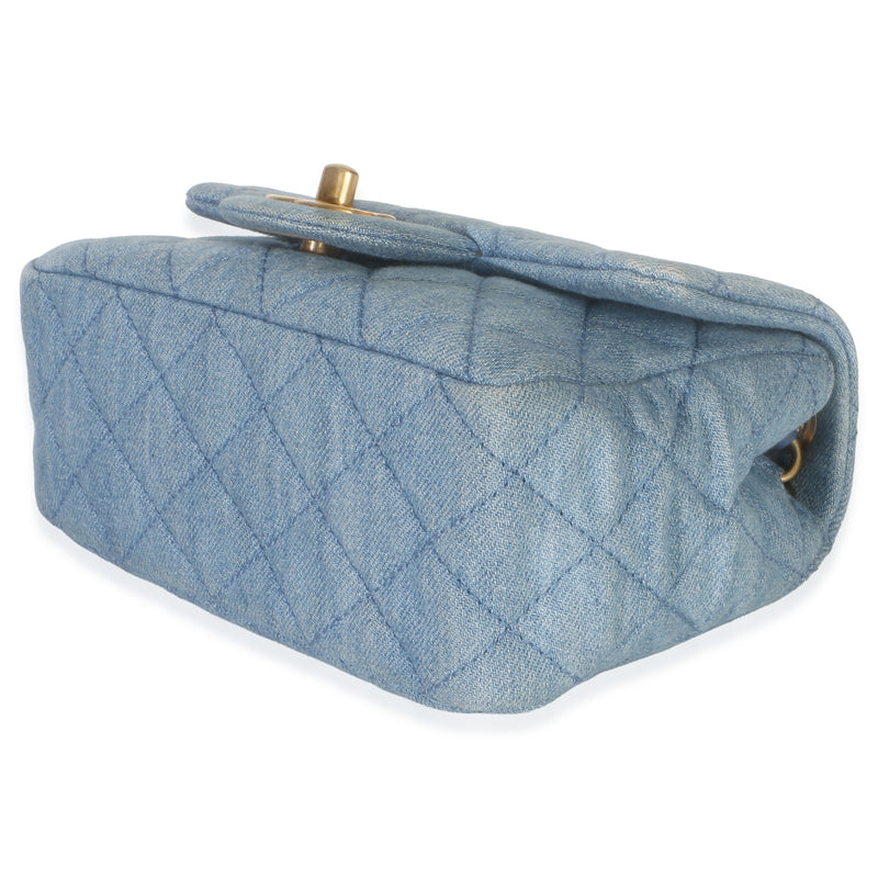 Chanel Blue Quilted Denim Mini Pearl Crush Flap Bag Handbag