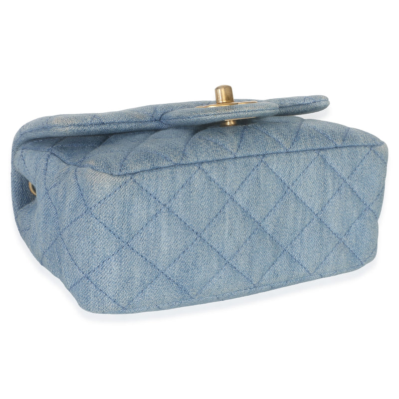 Chanel Blue Quilted Denim Mini Pearl Crush Flap Bag Handbag