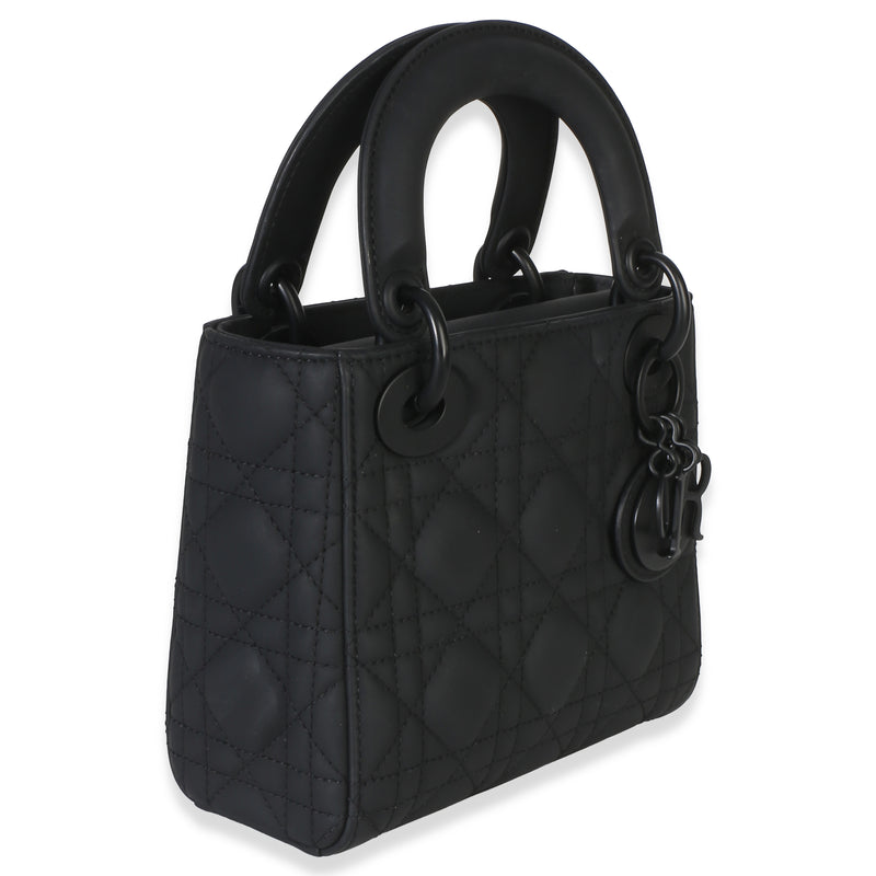 Christian Dior Black Ultra Matte Supple Cannage Calfskin Mini Lady Leather Handbag