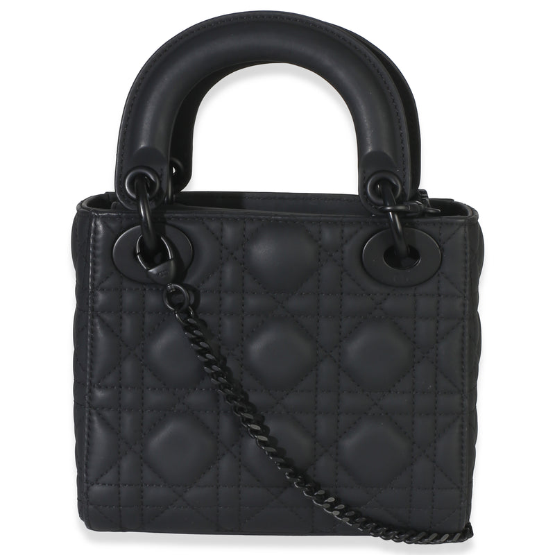 Christian Dior Black Ultra Matte Supple Cannage Calfskin Mini Lady Leather Handbag