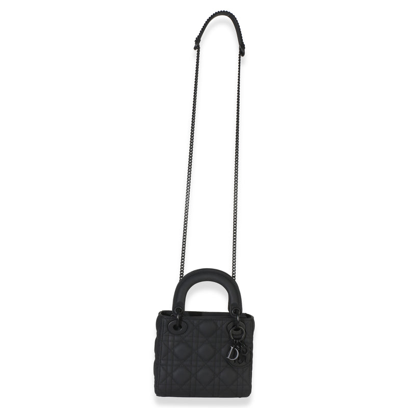 Christian Dior Black Ultra Matte Supple Cannage Calfskin Mini Lady Leather Handbag