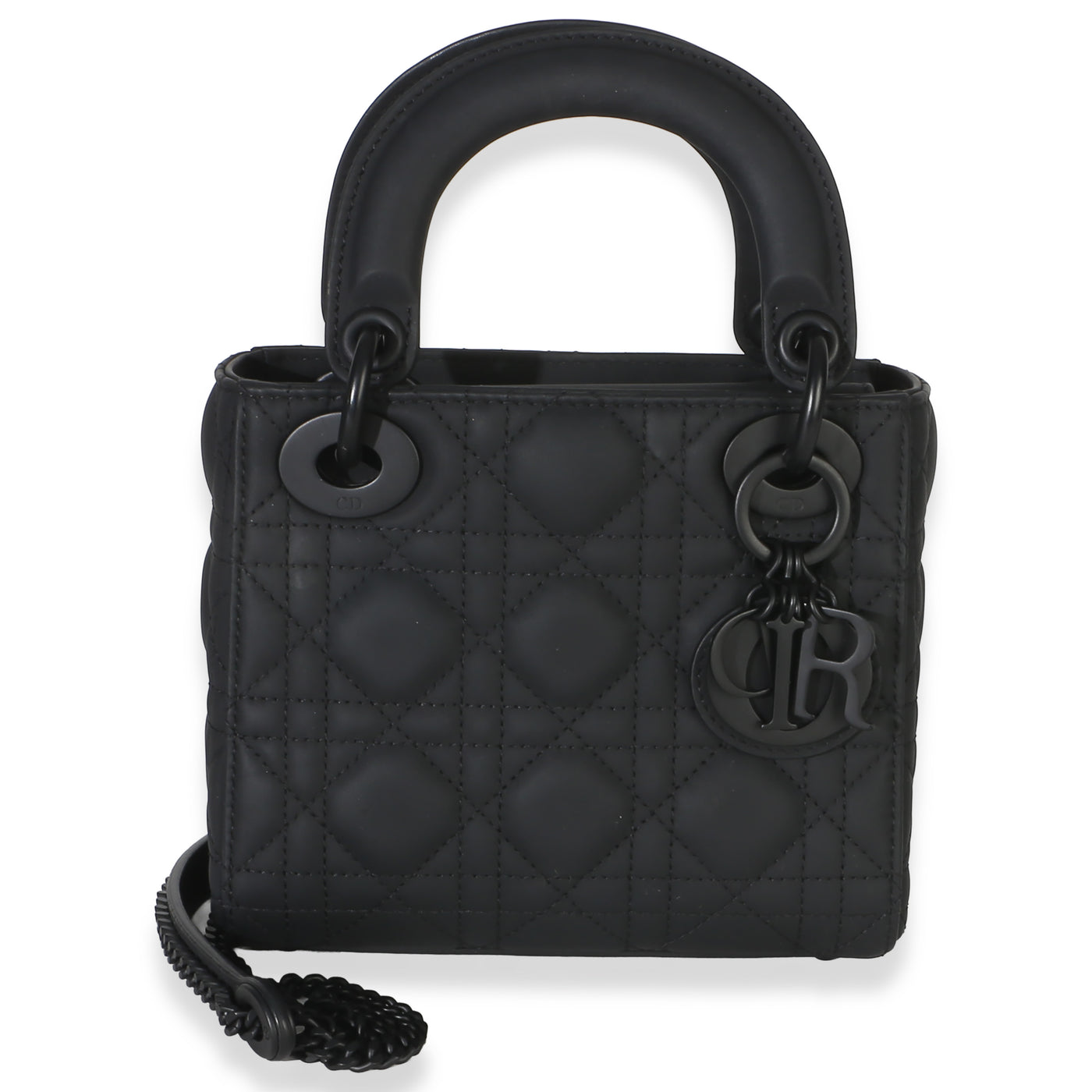 Christian Dior Black Ultra Matte Supple Cannage Calfskin Mini Lady Leather Handbag