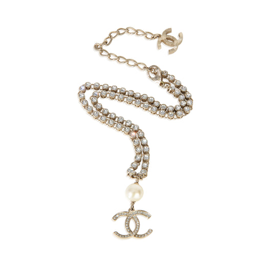 Chanel Gold-Plated 2021 Strass & Faux Pearl Necklace