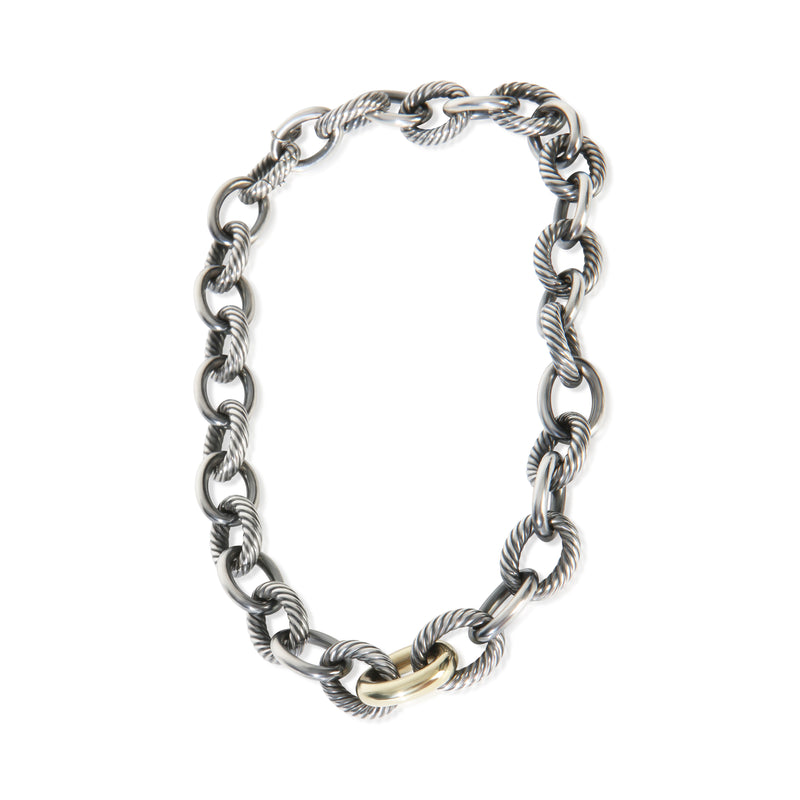 David Yurman 1-5 18k Yellow Gold & Sterling Silver Oval Link Necklace 1/5 14k