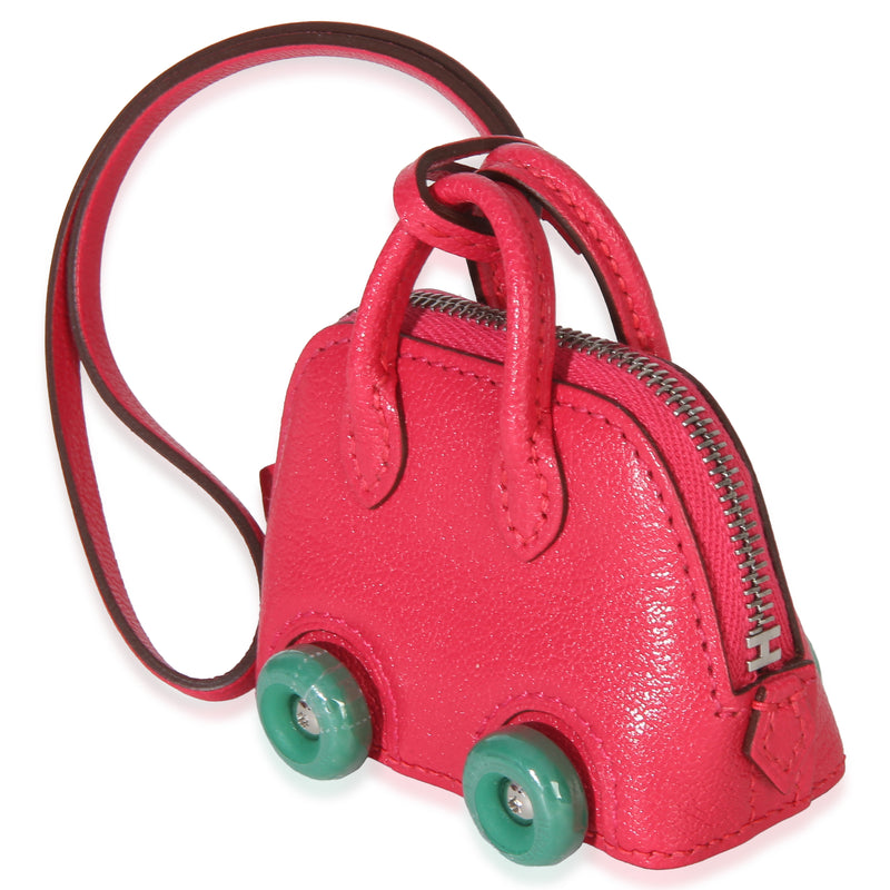 Hermès Rose Mexico Vert Vertigo Chevre Chamkila Bolide On Wheels Bag Charm Pink Leather Charms