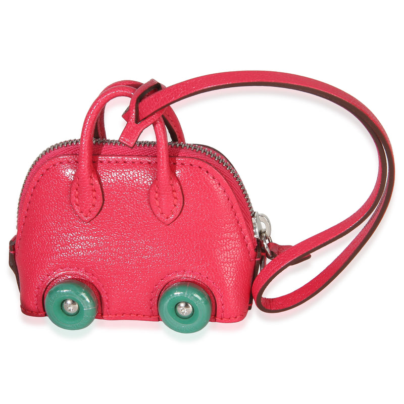 Hermès Rose Mexico Vert Vertigo Chevre Chamkila Bolide On Wheels Bag Charm Pink Leather Charms