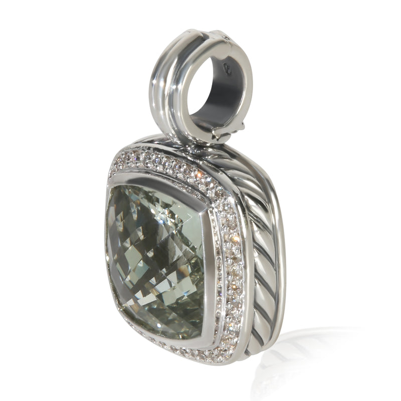 David Yurman Sterling Silver Prasiolite And Diamond Albion Pendant 925