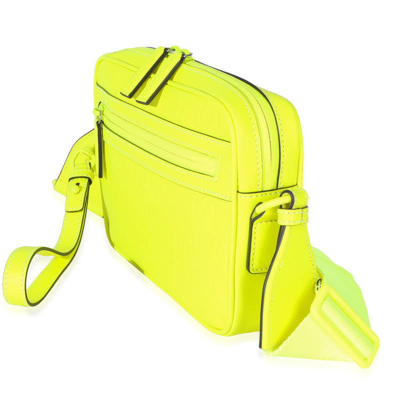 Gucci Fluorescent Yellow Rubber Effect Monogram Gg Crossbody Bag Plastic/rubber Handbag