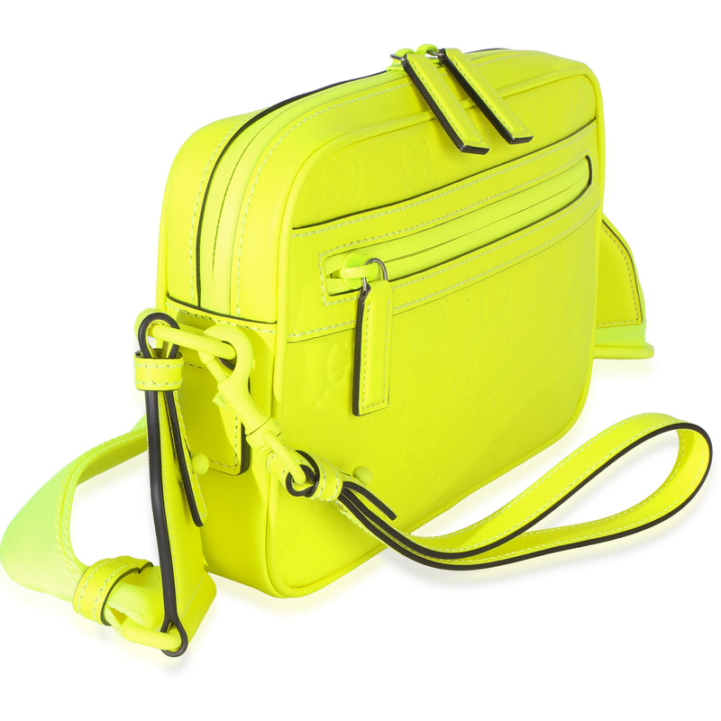 Gucci Fluorescent Yellow Rubber Effect Monogram Gg Crossbody Bag Plastic/rubber Handbag
