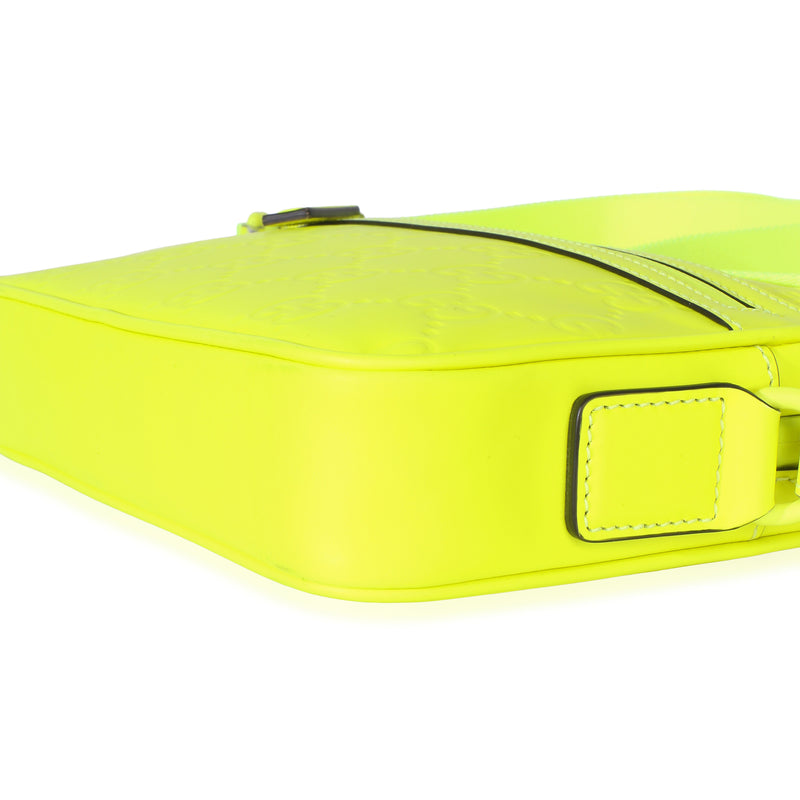 Gucci Fluorescent Yellow Rubber Effect Monogram Gg Crossbody Bag Plastic/rubber Handbag