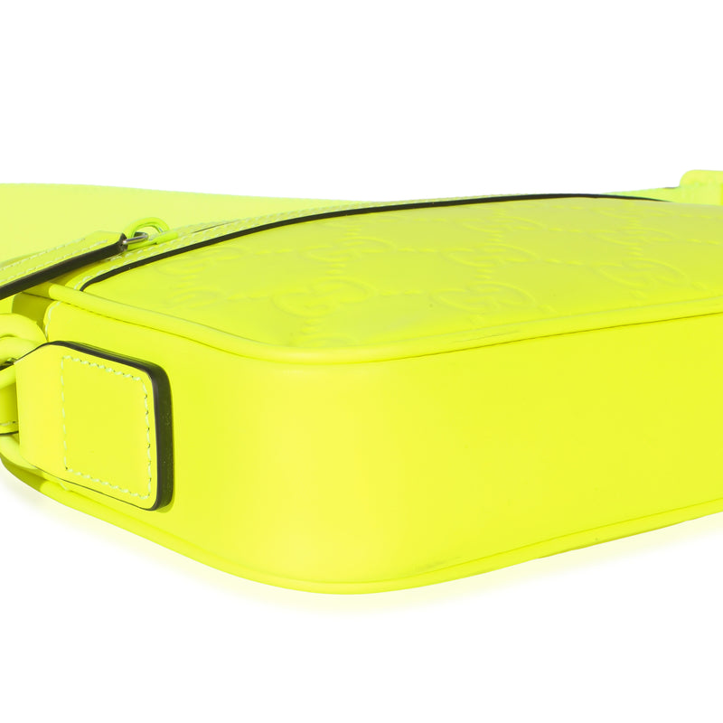 Gucci Fluorescent Yellow Rubber Effect Monogram Gg Crossbody Bag Plastic/rubber Handbag