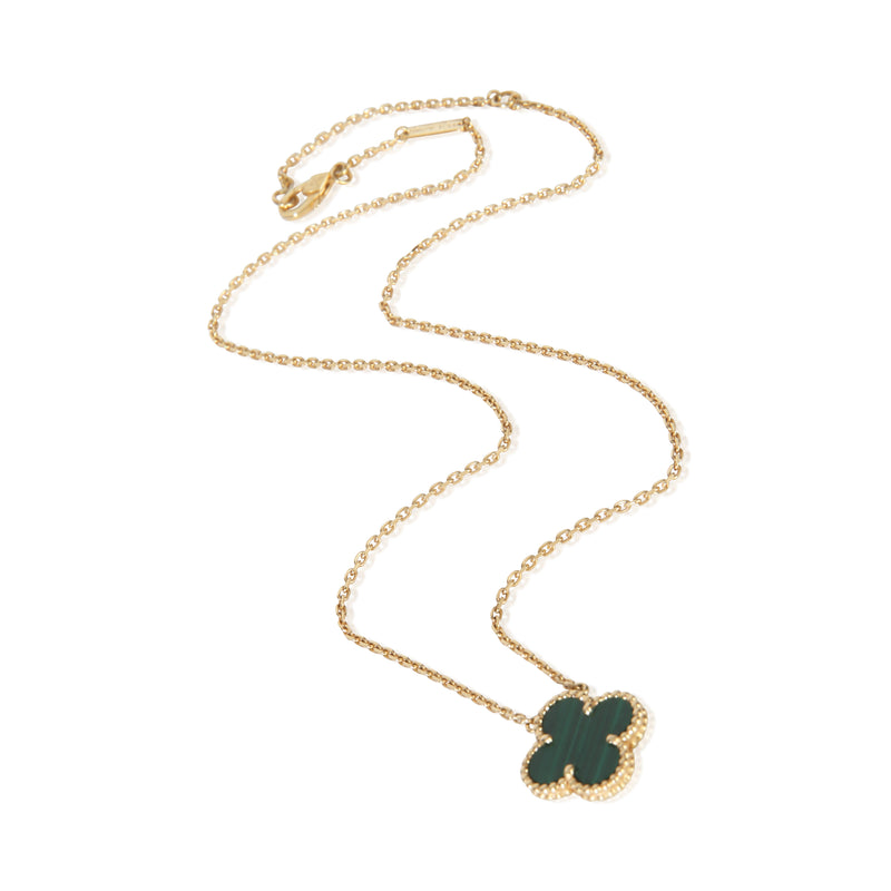 Van Cleef & Arpels Yellow Gold Malachite Vintage Alhambra Pendant 18k