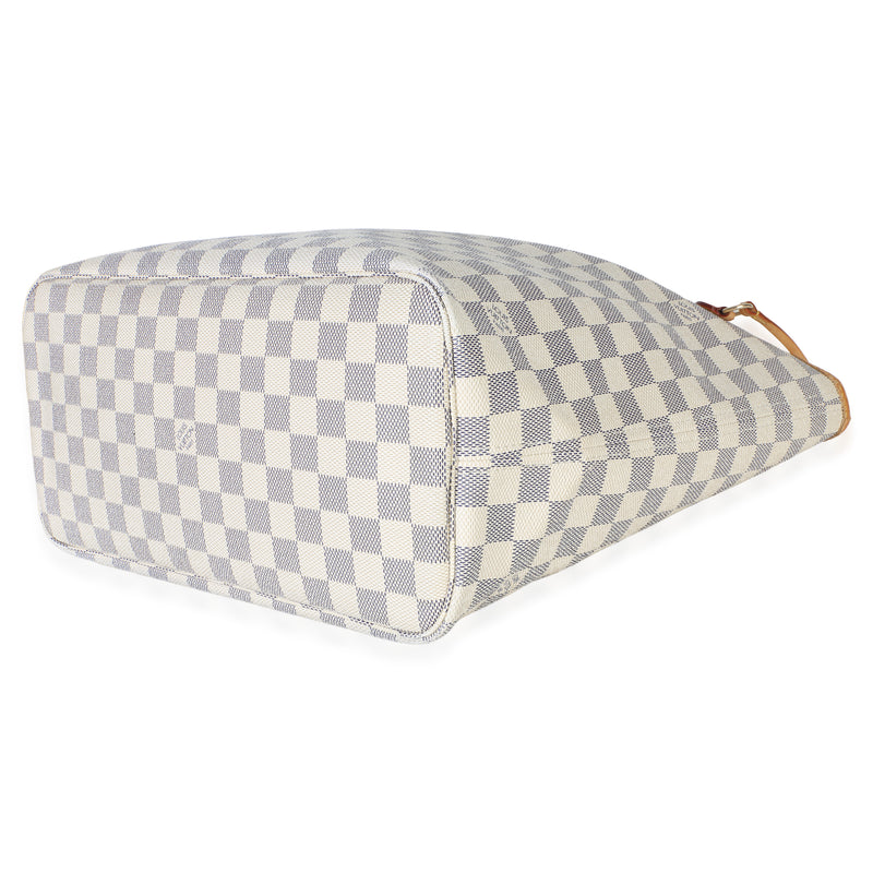 Louis Vuitton Damier Azur Canvas Neverfull Mm Beige; White Handbag