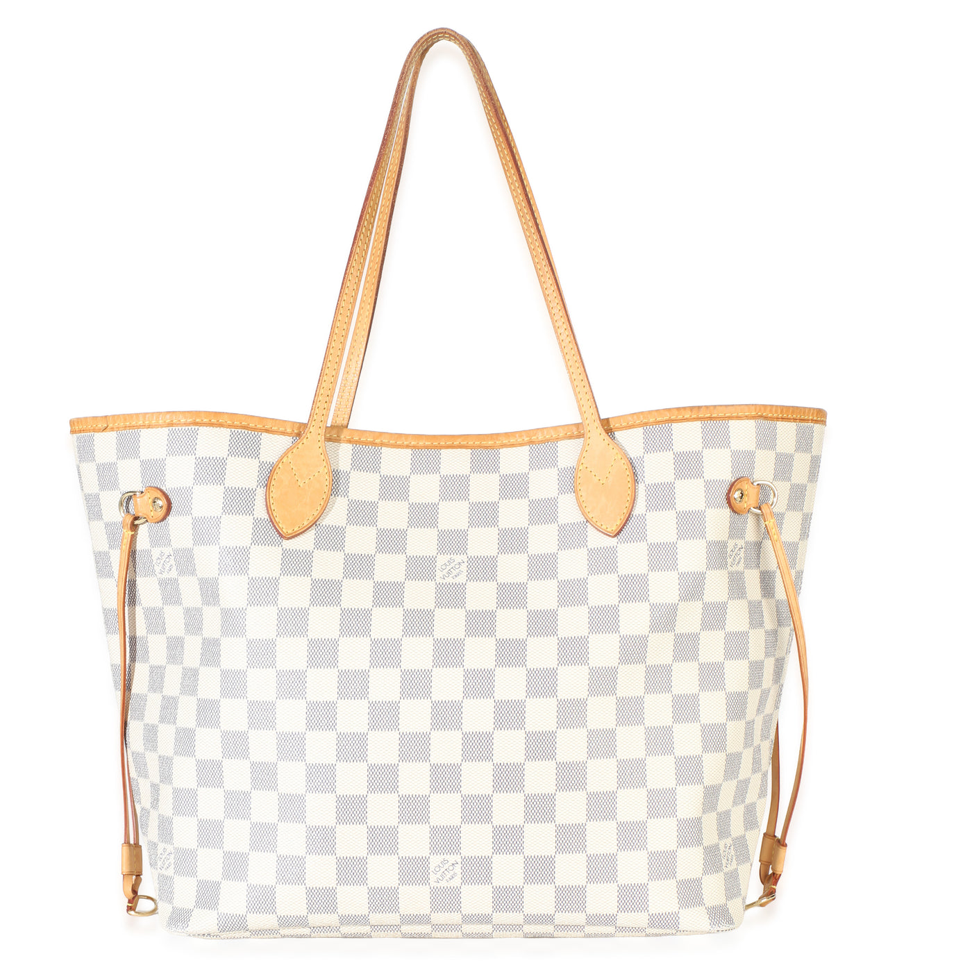 Louis Vuitton Damier Azur Canvas Neverfull Mm Beige; White Handbag