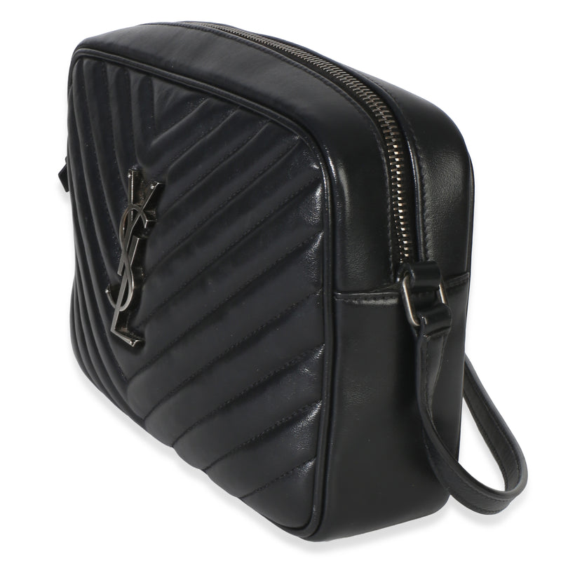 Saint Laurent Black Matelasse Calfskin Lou Camera Bag Leather Handbag