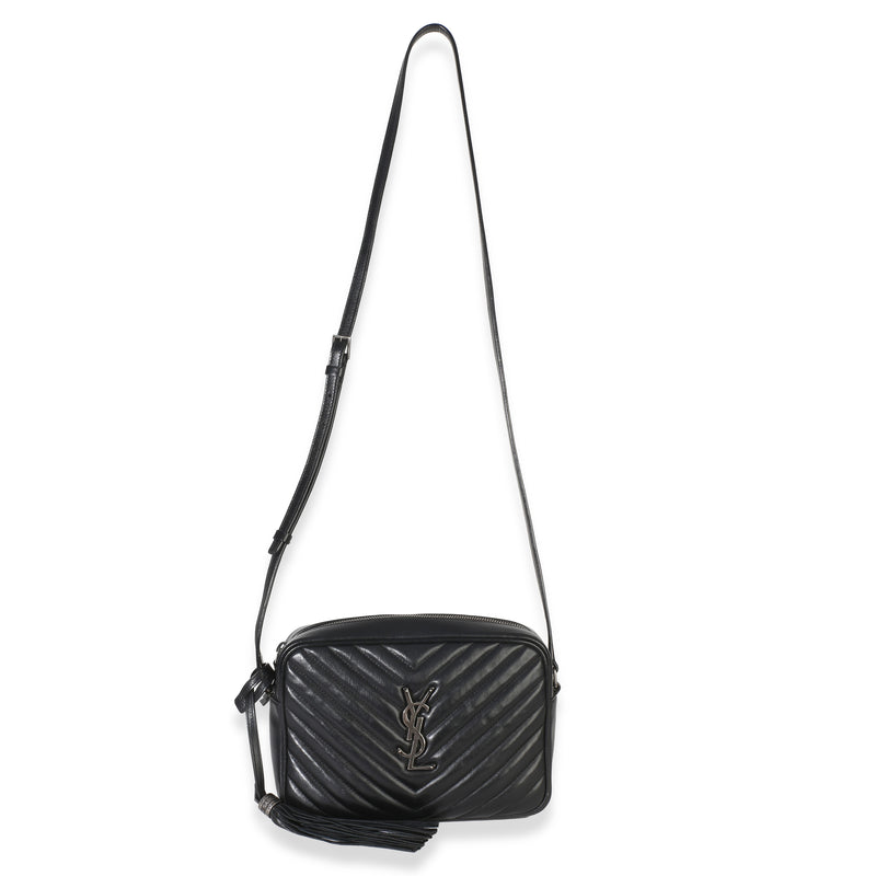 Saint Laurent Black Matelasse Calfskin Lou Camera Bag Leather Handbag