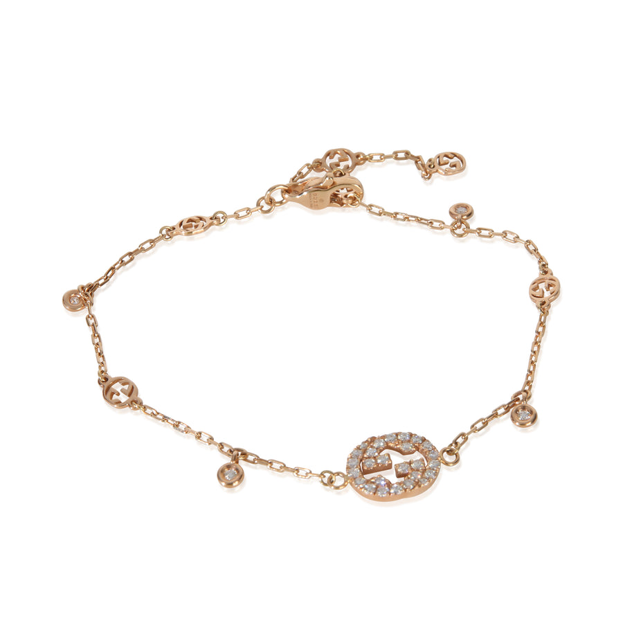 Gucci Rose Gold Diamond Interlocking G Bracelet 18k
